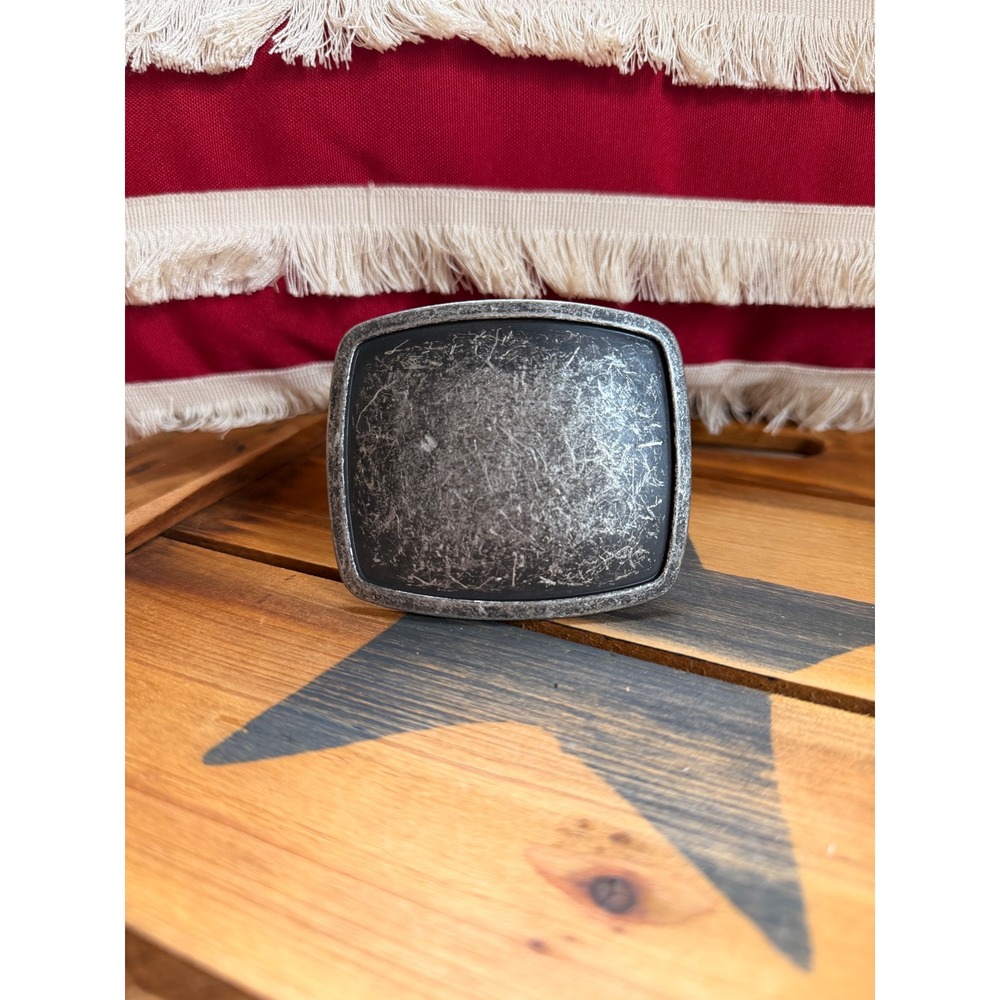 Distressed Silver Tone Rectangular Belt Buckle Textured Rustic Western - Picture 1 of 3
